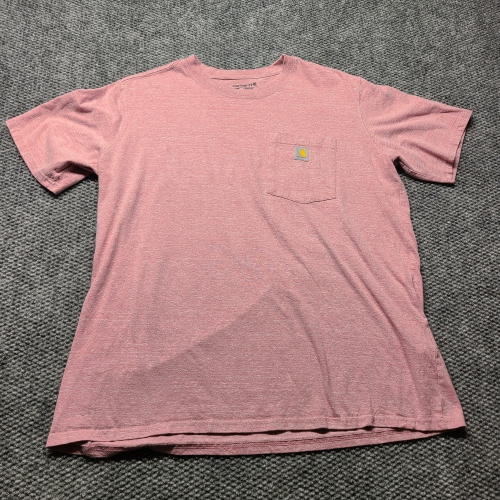 Carhartt Pocket T-Shirt Womens XL 16-18 Heather Pink Loose Fit Casual Crew Neck